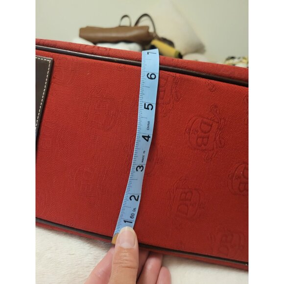 Dooney & Bourke Red Canvas Leather Satchel Tote Bag Matching Pouch Classic Prep - Picture 6 of 12
